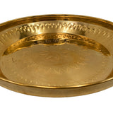 Handcrafted Brass Pooja Thali Peetal Aarti Plate Pittal Puja Thambalam Traditional Pital Worship Thali,Gold, 11.02 Inch, 1 Piece