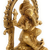 Brass Ganesha Idol, Siddhivinayak Murti, Vinayaka Statue, Ganapati Figurine, Vighnaharta Lord, Lambodara Elephant God, Ekadanta Home Decor & Pooja Idol,Gold, 8 Inch, 1 Piece