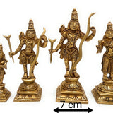 Brass Ram Darbar Idol, Peetal Shri Ram Parivar Murti with Sita Lakshman Hanuman, Pital Ram Sita Hanuman Statue, Gold, 5.5 Inch, 1 Piece
