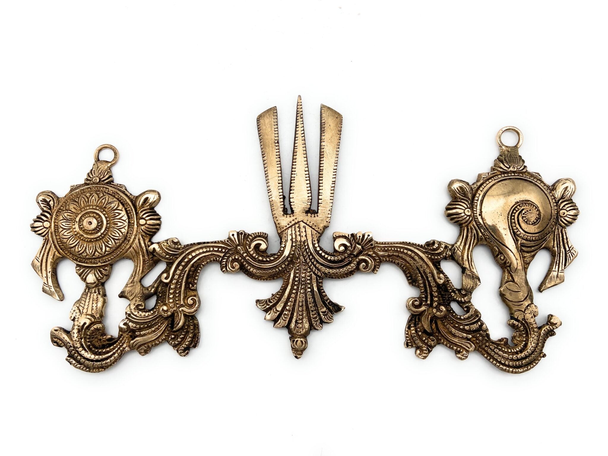 Brass Vishnu Chakra For Pooja | Shank Chakra For Wall Hanging | Tirupati Symbol | Brass Statue Of Shankha Chakra Namah | Religious Symbol Of Lord Vishnu