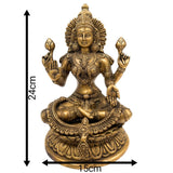 Handcrafted Brass Maha Lakshmi Idol | Shri Laxmi Devi Murti | Mahalakshmi | Padmavati | Kamala | Ashta Lakshmi Statue for Pooja, Home Temple & Decor,Gold, 9.5 Inch, 1 Piece