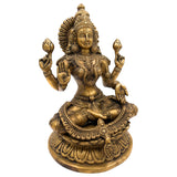 Handcrafted Brass Maha Lakshmi Idol | Shri Laxmi Devi Murti | Mahalakshmi | Padmavati | Kamala | Ashta Lakshmi Statue for Pooja, Home Temple & Decor,Gold, 9.5 Inch, 1 Piece