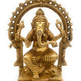 Brass Ganesha Idol, Siddhivinayak Murti, Vinayaka Statue, Ganapati Figurine, Vighnaharta Lord, Lambodara Elephant God, Ekadanta Home Decor & Pooja Idol,Gold, 8 Inch, 1 Piece