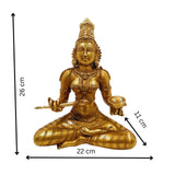 Brass Annapurna Devi Idol, Annapoorna Mata Anna Lakshmi Murti for Pooja Room, Temple, Home Decor & Gift – Handcrafted Pittal Statue,Gold, 10.5 Inch, 1 Piece
