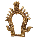 Bhunes Brass Small Prabhavali Arch Frame – Wall Hanging Prabhawali Prabhaval for Deity | Temple Home Decor | Traditional Kirtimukha Brass Backdrop, Gold, 6.5 Inch, 1 Piece