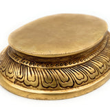 Brass Pooja Chowki Peetha Stand for Kalash, Idols & Deity, Handcrafted Bajot Aasan for Mandir & Temple Decor, Gold, 1 Inch, 1 Piece