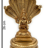 Bhunes Brass Narasimha Swamy Statue, Narasingha Idols For Pooja Home Decor, Narasingh On Sheshnag Shinghashan,Gold, 10.5 Inch, 1 Piece