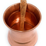 Copper Panchpatra, Tamra Panchapatram, Thamira Panchapatra Aachmani Cup, Handcrafted Tamraloha Puja Vessel for Hindu Rituals & Pooja,Gold, 3 Inch, 1 Piece