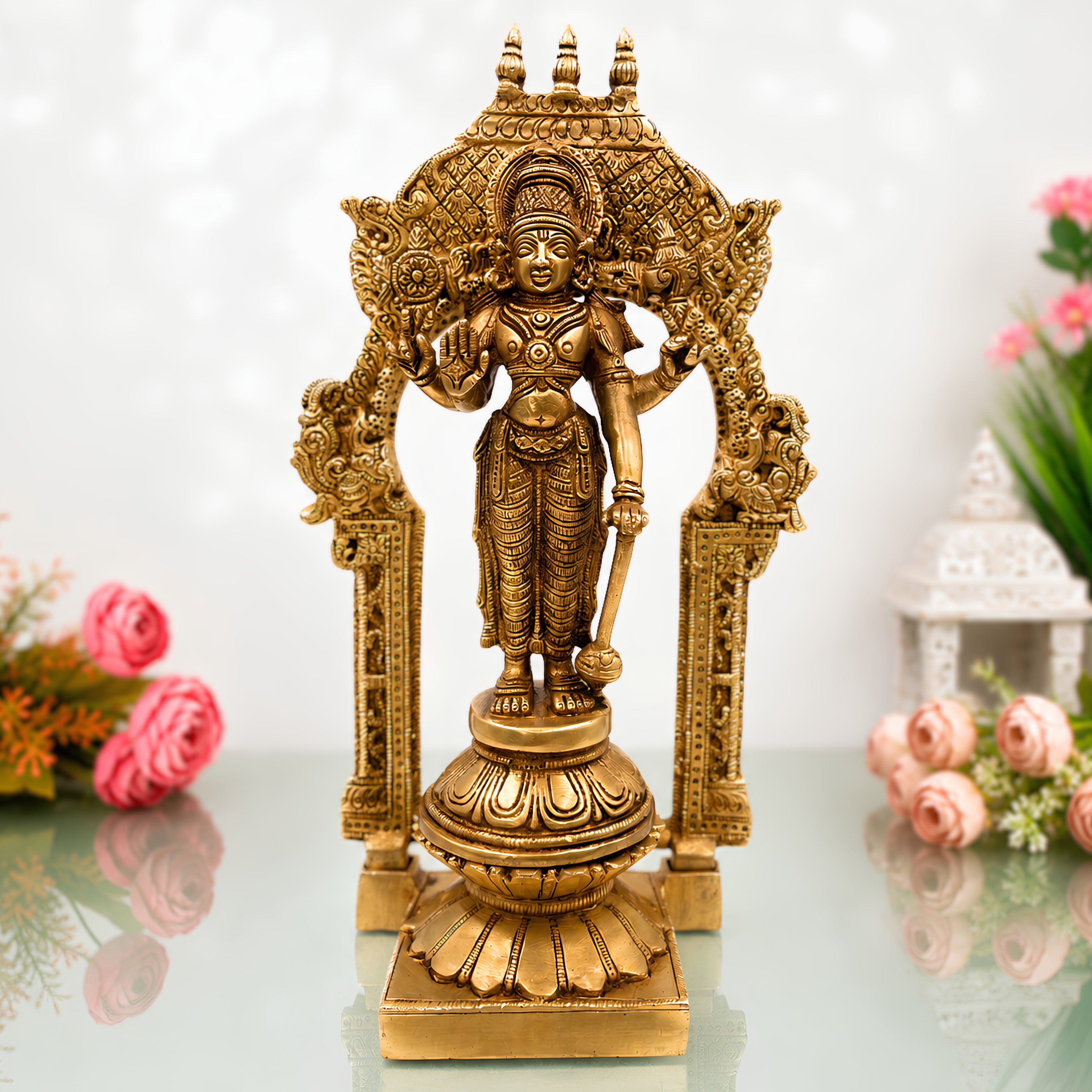 Brass Vishnu Idol with Peetam