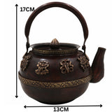 Brass Decorative Kettle 17 cm | Handcrafted Vintage Surahi Style Jug for Home Decor, Table Display & Gifting,Brown, 6.5 Inch, 1 Piece