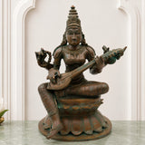 Bronze Goddess Saraswati Murti