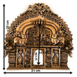 Bhunes Handcrafted Brass Prabhavali Arch Frame for Idols – Traditional Temple Backdrop, Wall Hanging, Decorative Aura Halo, Mandir Pooja Decor, Gold, 8 Inch, 1 Piece