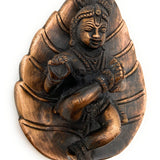 Brass Lord Krishna on Leaf Idol | Balakrishna Vatapatrasayi Murti | Shree Kanha Gopala Statue for Pooja, Home Decor & Gift, Gold, 6 Inch, 1 Piece