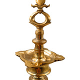 Bhunes Brass Traditional Table Diya, Oil Lamp For Inauguration Vilakku Kiran Lamp For Temples, Puja, Gifts, Home Decor,Gold, 23.5 Inch, 1 Piece