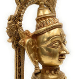 Brass Goddess Gowri Parvati Head Idol with Temple Prabhavali – Mahagauri Uma Devi Face Murti for Puja, Home Decor & Gifting,Gold, 10.5 Inch, 1 Piece