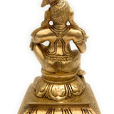 Brass Ladoo Gopal Idol | Bal Krishna Murti | Makhan Chor Navneet Chora Nandalala Statue for Pooja, Temple & Home Decor, Gold, 6.5 Inch, 1 Piece