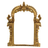 Brass Prabhavali Arch, Traditional Wall Hanging Prabhawali for Deity, Mandir Decor & Home Temple | Prabhawal Frame with Kirtimukha & Makara Torana Design, Gold, 11.5 Inch, 1 Piece