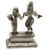 Brass Radha Krishna Idol | Radha Krishna Murti Moorti Vigraha Pratima Statue | Peetal Pital Pittal Divine Couple Sculpture for Home Decor, Pooja Mandir & Wedding Gift, Silver, 5.5 Inch, 1 Piece
