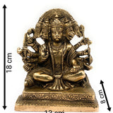 Panchamukhi Hanuman Brass Idol | Bajrangbali | Anjaneya | Maruti | Vayuputra | Mahavira | Handmade Hindu God Statue for Pooja & Home Decor,Gold, 7 Inch, 1 Piece