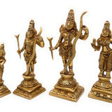 Brass Ram Darbar Idol, Peetal Shri Ram Parivar Murti with Sita Lakshman Hanuman, Pital Ram Sita Hanuman Statue, Gold, 5.5 Inch, 1 Piece