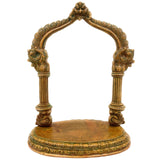 Bronze Shinghashan Chowki With Prabhavali, Panchaloha Mandapam Peetha Bajot for Temple Pooja Mandir Sinhasan, Brown, 13.5 Inch, 1 Piece