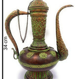 Bhunes Brass, Surahi, Suraahee, Ewer, Pitcher, Kettle, Ketalee, Kettledrum, Jar, Pot, Surai, Jug, Showpeice, Brass Decoratives, Gift, Home Decor,Brown, 13.5 Inch, 1 Piece