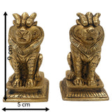 Handcrafted Brass Lion Yali Prabhaval Idol, Peetal/Pittal Temple & Pooja Showpiece, Home Décor, Photo & Mirror Frame, Vastu Lucky Lion Statue,Gold, 3.5 Inch, 1 Piece