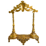 Brass Deity Stand With Prabhavali and Chowki | Temple Singhasan Peetha Bajot For Idols | Handmade Brass God Throne, Gold, 19 Inch, 1 Piece