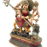 Handcrafted Brass Durga Devi Idol – Mahishasura Mardini | Shakti Simhavahini Maa Amba Statue | Antique Finish Pital Murti for Pooja, Home Temple & Navratri Decor,Gold, 14 Inch, 1 Piece