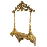 Brass Deity Stand With Prabhavali and Chowki | Temple Singhasan Peetha Bajot For Idols | Handmade Brass God Throne, Gold, 19 Inch, 1 Piece