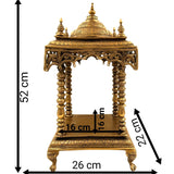 Handcrafted Brass Temple Mandir for Home Pooja, Peetal Devalayam Puja Ghar Kovil Aalayam Devghar Singhasan Chowki,Gold, 21 Inch, 1 Piece