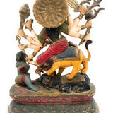 Handcrafted Brass Durga Devi Idol – Mahishasura Mardini | Shakti Simhavahini Maa Amba Statue | Antique Finish Pital Murti for Pooja, Home Temple & Navratri Decor,Gold, 14 Inch, 1 Piece