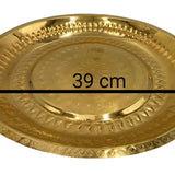 Brass Pooja Thali Large Aarti Plate Peetal Puja Plate Hand Carved Temple Prayer Thali Traditional Pooja Thambalam Pooja Thatte Decorative Mandir Ritual Brass Plate Festival Aarti Thali 39 cm, Gold, 15.35 Inch, 1 Piece