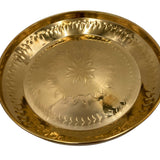 Handcrafted Brass Pooja Thali Peetal Aarti Plate Pittal Puja Thambalam Traditional Pital Worship Thali,Gold, 11.02 Inch, 1 Piece