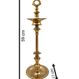Bhunes Brass Traditional Table Diya, Oil Lamp For Inauguration Vilakku Kiran Lamp For Temples, Puja, Gifts, Home Decor,Gold, 23.5 Inch, 1 Piece