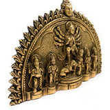 Brass Durga Devi Idol – Mahishasura Mardini | Adi Shakti | Amba | Bhavani | Antique Finish Shakti Murti for Home, Temple & Navratri Pooja ,Gold, 7 Inch, 1 Piece