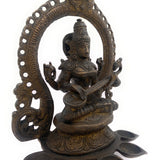 Bhunes Brass Goddess Saraswati Idol, Sarasvati Murti, Vidya Devi, Saraswathi Vigraha For Puja And Home Decor,Gold, 11 Inch, 1 Piece