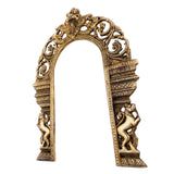 Bhunes Brass Prabhavali Arch Frame with Dual Yali – Wall Hanging Temple Backdrop | Traditional Prabhawali for Deity | Home Mandir Decor | Prabhaval for God Idol, Gold, 13 Inch, 1 Piece
