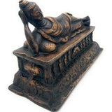 Brass Sleeping Buddha Idol | Reclining Buddha Statue Murti Sculpture for Home Decor, Pooja, Meditation & Gifts,Gold, 7 Inch, 1 Piece