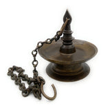 Antique Brass Hanging Lamp, Peetal Pital Temple Lantern, Traditional Pittal Ceiling Light for Pooja Room, Handcrafted Velli Brass Hanging Diya,Brown, 6 Inch, 1 Piece