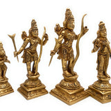 Brass Ram Darbar Idol, Peetal Shri Ram Parivar Murti with Sita Lakshman Hanuman, Pital Ram Sita Hanuman Statue, Gold, 5.5 Inch, 1 Piece