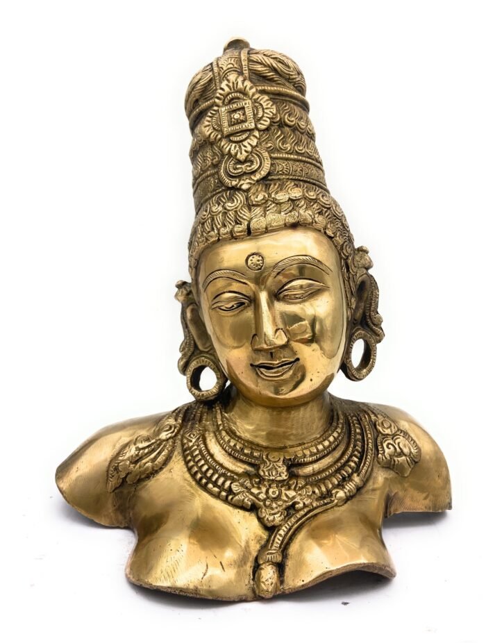 bhunes brass parwati head very beautiful parwathi face,gold, 12 inch, 1 piece