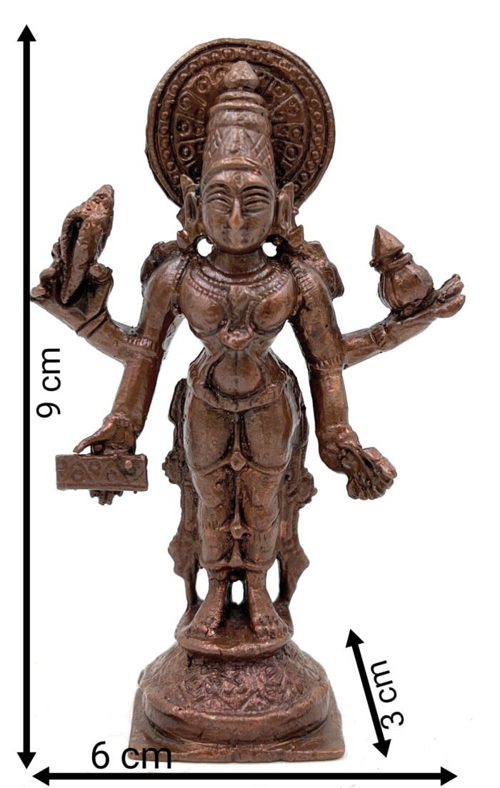 bhunes copper dhanvantari idol vishnu adi narayana, deva, lord vishnu idol dhanvantri statue the god of ayurveda statue danwantri dhanvantari panchadatu murti silai,brown, 3.5 inch, 1 piece