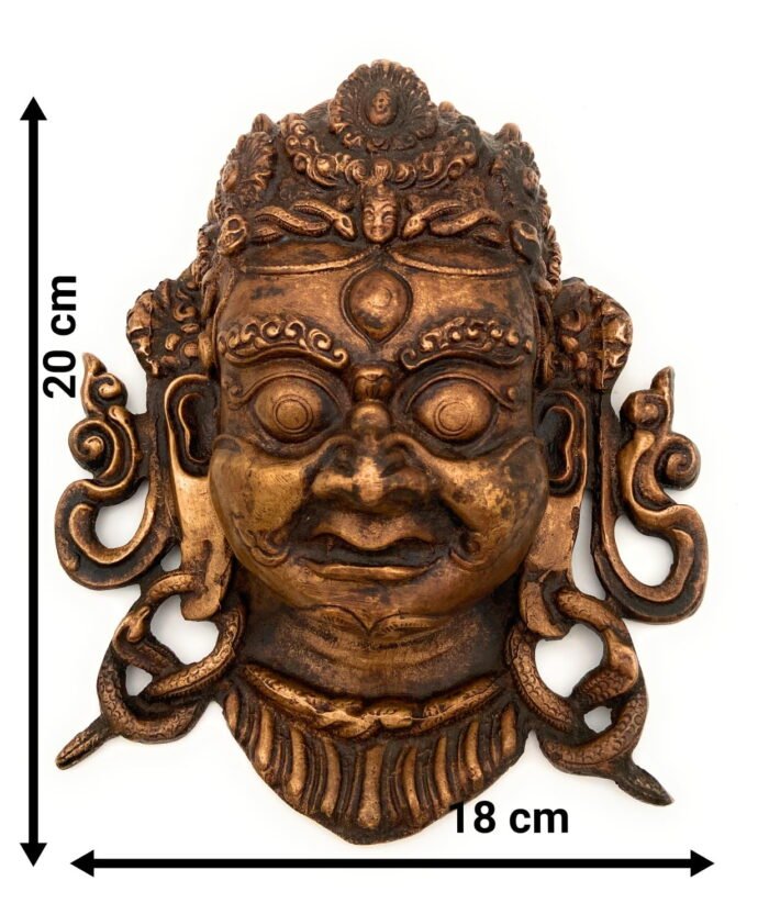 bhunes brass antique bhairav maha kaal shiv face wall hanging,gold, 8 inch, 1 piece