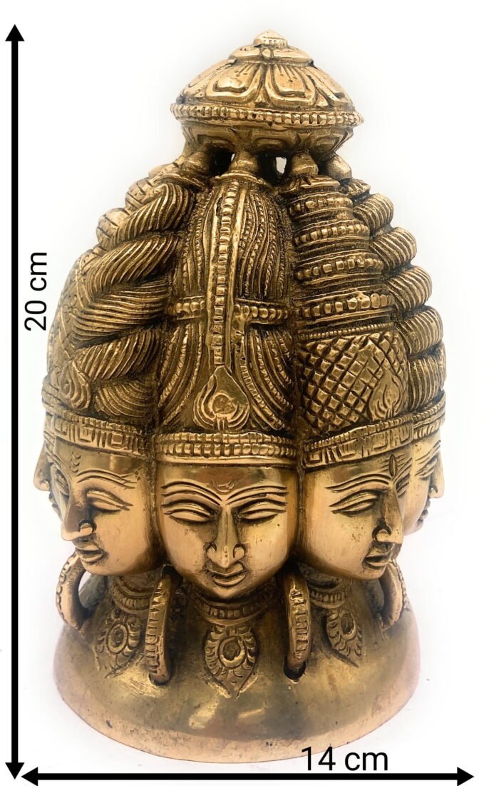 bhunes brass multi face brahma head |lord brahma face | brahma face | brahma ji | brass brahma statue,gold, 8 inch, 1 piece