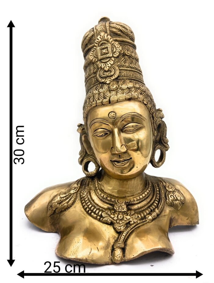 bhunes brass parwati head very beautiful parwathi face,gold, 12 inch, 1 piece