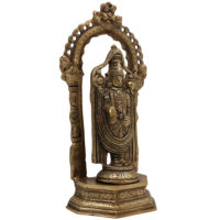 Brass Venkateswara Idol | Balaji Murti | Srinivasa Statue | Narayana Vigraha | Vishnu Brass Idol | Temple Pooja Decor | Spiritual Gift Showpiece, Gold, 8 Inch, 1 Piece - Image 3