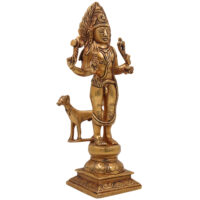 Brass Maha Kaal Bhairav Idol | Kaal Bhairav Statue | Kalabhairava Murti | Mahakal Shiva | Batuk Bhairava Idol | Brass Bhairava Sculpture, Gold, 11 Inch, 1 Piece - Image 3