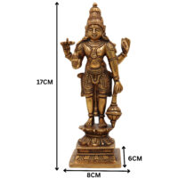 Brass Vishnu with Sridevi Bhudevi Idol | Sri Venkateswara Narayana Murti | Keshava Srinivasa Padmanabha Vigraham for Pooja & Home Decor | Handcrafted Brass Statue, Gold, 7 Inch, 1 Piece - Image 6