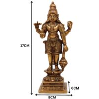 Brass Vishnu Lakshmi Idol on Adishesha | Anantashayana Vishnu Murti | Lakshmi Narayan Statue for Home Puja, Temple Decor & Spiritual Gift | Padmanabha Swamy Showpiece, Gold, 7 Inch, 1 Piece - Image 6